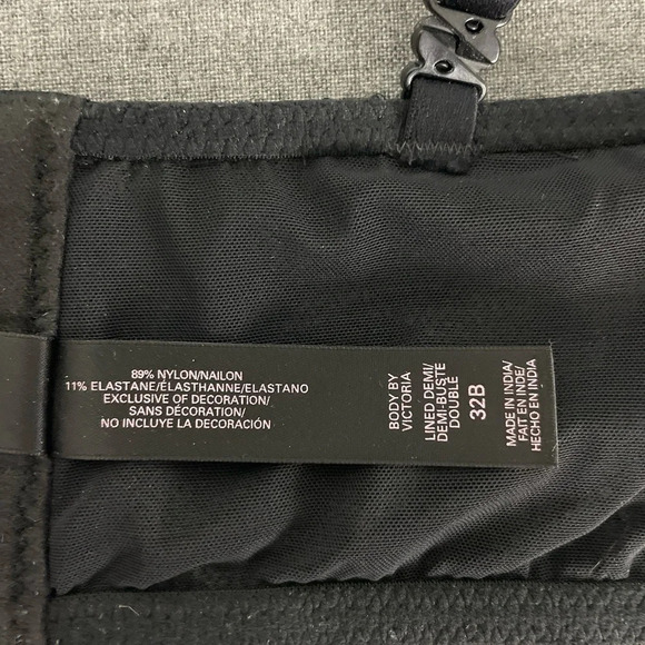 Victoria’s Secret Body By Victoria Lined Demi Bustier Bra Black Lace Size 32B - Picture 8 of 11